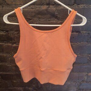 Orange Ribbed Lululemon Power Pivot Tank Top